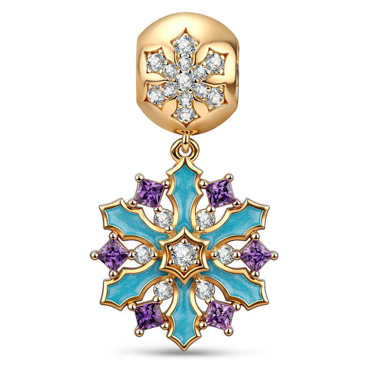 gona- Turquoise Snowflake Dangle Charm With Purple Stones In Tarnish-Resistant Silver