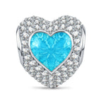 Heart-Shaped Frosted Snowflake Enamel Bead Charm In Tarnish-Resistant Silver
