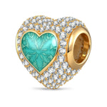 Heart-Shaped Frosted Snowflake Enamel Bead Charm In Tarnish-Resistant Silver