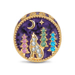 Luminous Moonlit Wolf Enchanted Forest Charm Bead In Tarnish-Resistant Silver