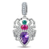 Halloween Multicolor Stone & Pavé Spider Dangle Charm In Tarnish-Resistant Silver
