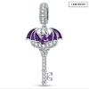 Luminous Purple Bat-Wing Key Dangle Charm In Tarnish-Resistant Silver