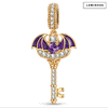 Luminous Purple Bat-Wing Key Dangle Charm In Tarnish-Resistant Silver