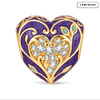 Luminous Purple Enamel Vine-Wrapped Heart Charm Bead In Tarnish-Resistant Silver