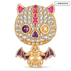 Luminous Voodoo Cat & Vampire Bat Dangle Charm In Tarnish-Resistant Silver