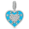 Winter Love Blue Enamel Snowflake & Pavé Heart Dangle Charm In Tarnish-Resistant Silver