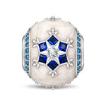 Winter Frost Blue Snowflake Pearlescent Enamel & Pavé Charm Bead In Tarnish-Resistant Silver