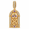 Halloween Mummy & Crescent Moon Spiderweb Gothic Window Double-Sided Dangle Charm In Tarnish-Resistant Silver