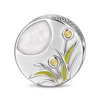 Harvest Moon Wheat Field Double-Sided Medallion Charm Bead In Tarnish-Resistant Silver