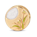 Harvest Moon Wheat Field Double-Sided Medallion Charm Bead In Tarnish-Resistant Silver