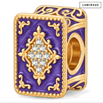 Luminous Purple Enamel & Pavé Enchanted Spellbook Charm Bead In Tarnish-Resistant Silver
