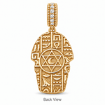 Egyptian Pharaoh Mummy Double-Sided Dangle Charm With Luminous Multicolor Pavé In 14K Gold Plated Tarnish-Resistant Silver