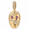 Halloween Purple-Eyed Pavé-Wrapped Mummy Dangle Charm In Tarnish-Resistant Silver