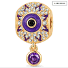 Luminous Purple Enamel Mystic Eye & Pavé Dangle Charm Bead In Tarnish-Resistant Silver
