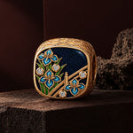 JAPONICA REVERIE “Iris Nocturne” Double-Sided Bead Charm With Crescent Moon Reverse Design In Tarnish-Resistant Silver