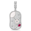 JAPONICA REVERIE “Still I Bloom” Double-Sided Floral Dangle Charm With Inscription on Reverse In Tarnish-Resistant Silver