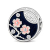 JAPONICA REVERIE “Sakura After Dark” Double-Sided Moonflower Bead Charm In Tarnish-Resistant Silver