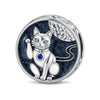 JAPONICA REVERIE “Moonlit Whiskers” Double-Sided Cat Bead Charm In Tarnish-Resistant Silver