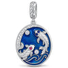 JAPONICA REVERIE “Koi Beneath the Moon” Double-Sided Dangle Charm In Tarnish-Resistant Silver