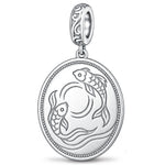 JAPONICA REVERIE “Koi Beneath the Moon” Double-Sided Dangle Charm In Tarnish-Resistant Silver