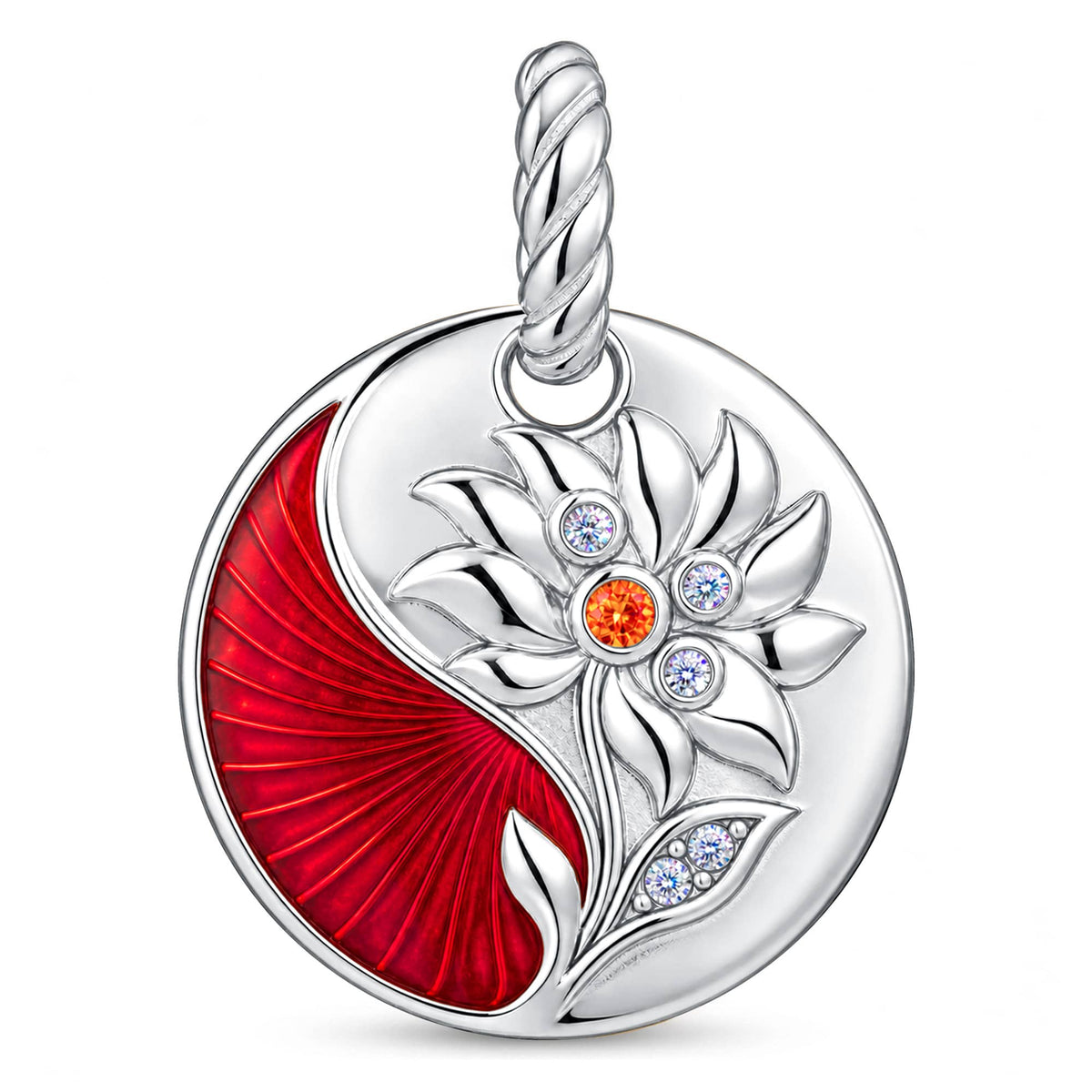 JAPONICA REVERIE “Bloom Again” Double-Sided Floral Bead Charm With Greek Inscription “ΑΝΘΙΖΩ ΞΑΝΑ” (“I Bloom Again”) on Reverse In Tarnish-Resistant Silver