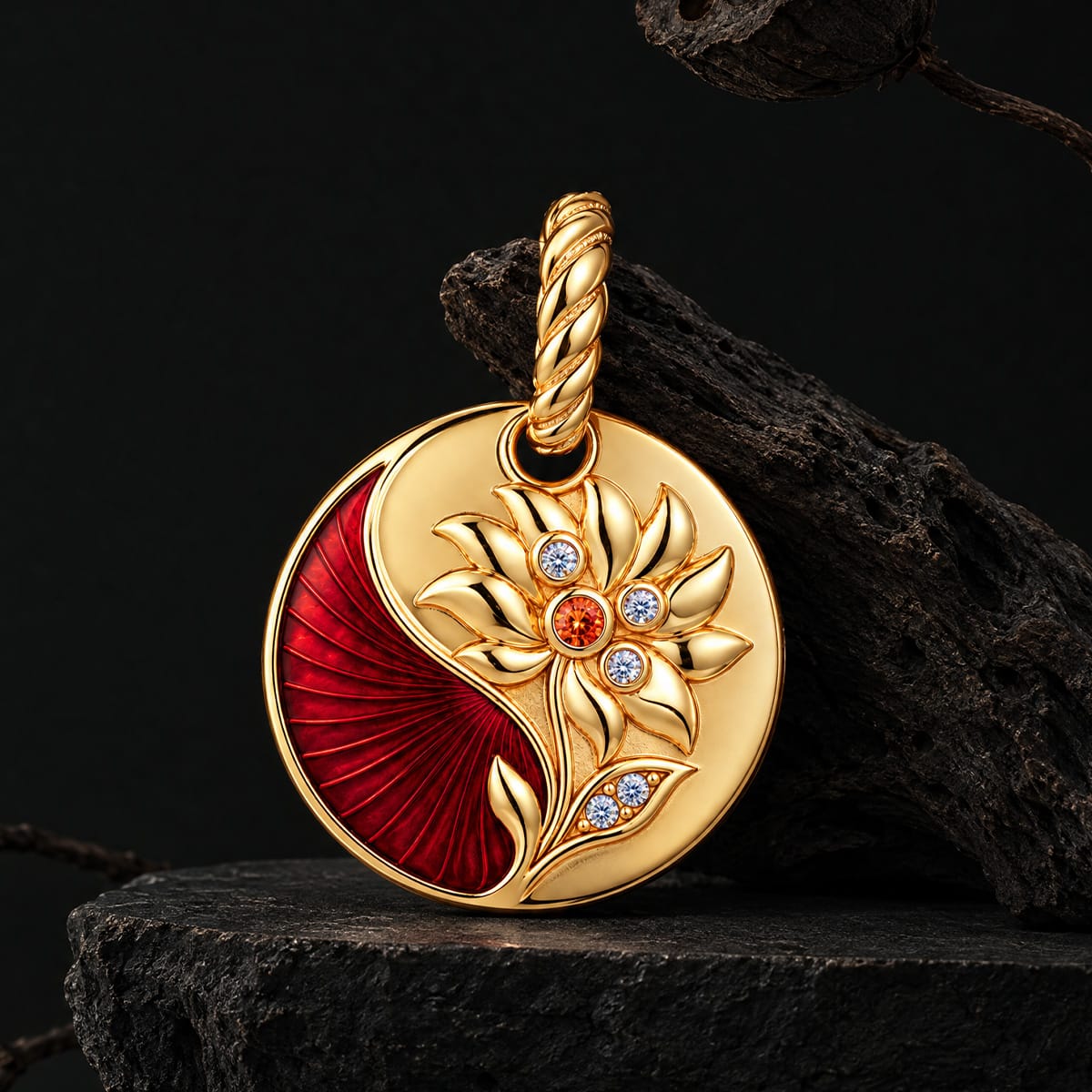 JAPONICA REVERIE “Bloom Again” Double-Sided Floral Bead Charm With Greek Inscription “ΑΝΘΙΖΩ ΞΑΝΑ” (“I Bloom Again”) on Reverse In Tarnish-Resistant Silver