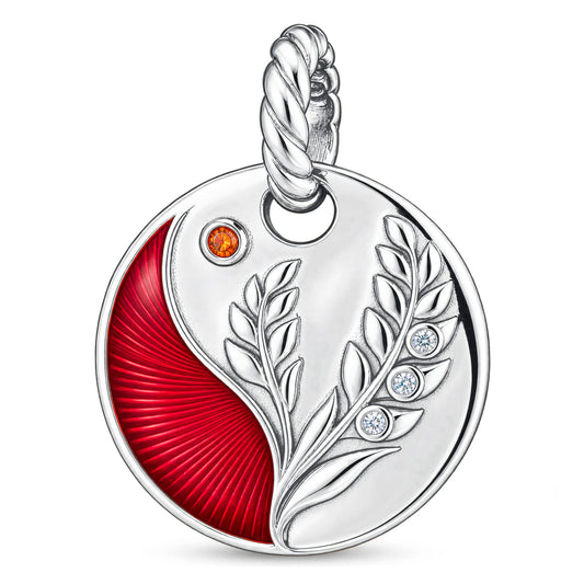 gona- JAPONICA REVERIE “Last Golden Wind” Double-Sided Laurel Bead Charm With Greek Inscription “ΗΡΕΜΗ ΔΥΝΑΜΗ” (“Quiet Strength”) on Reverse In Tarnish-Resistant Silver