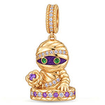 Midnight Zen Mummy Glow-in-the-Dark Dangle Charm In 14K Gold Plated Tarnish-resistant Silver (S180)