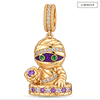 Midnight Zen Mummy Glow-in-the-Dark Dangle Charm In 14K Gold Plated Tarnish-resistant Silver (S180)
