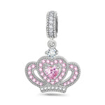 Pink Petal Princess Tarnish-resistant Silver Dangle Charms In White Gold Plated