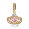 Pink Petal Princess Tarnish-resistant Silver Dangle Charms In 14K Gold Plated