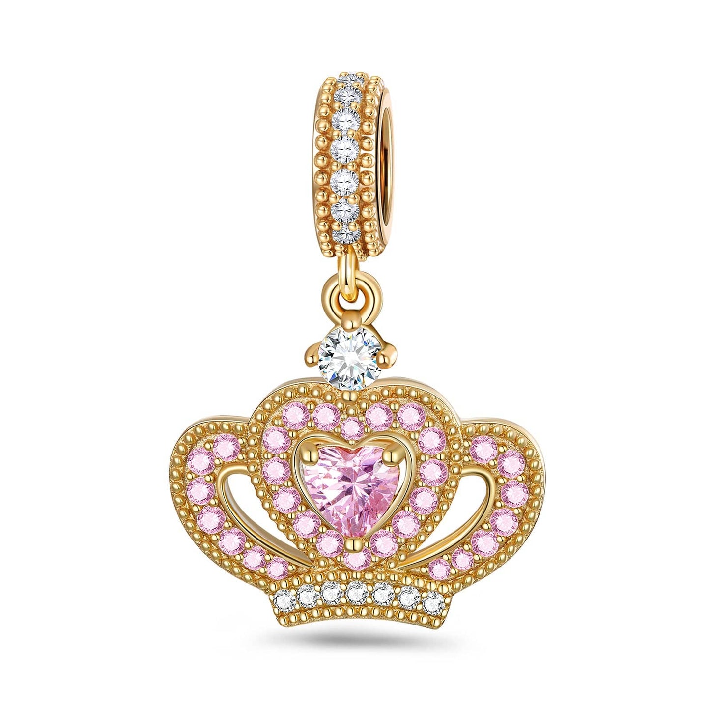 Pink Petal Princess Tarnish-resistant Silver Dangle Charms In 14K Gold Plated