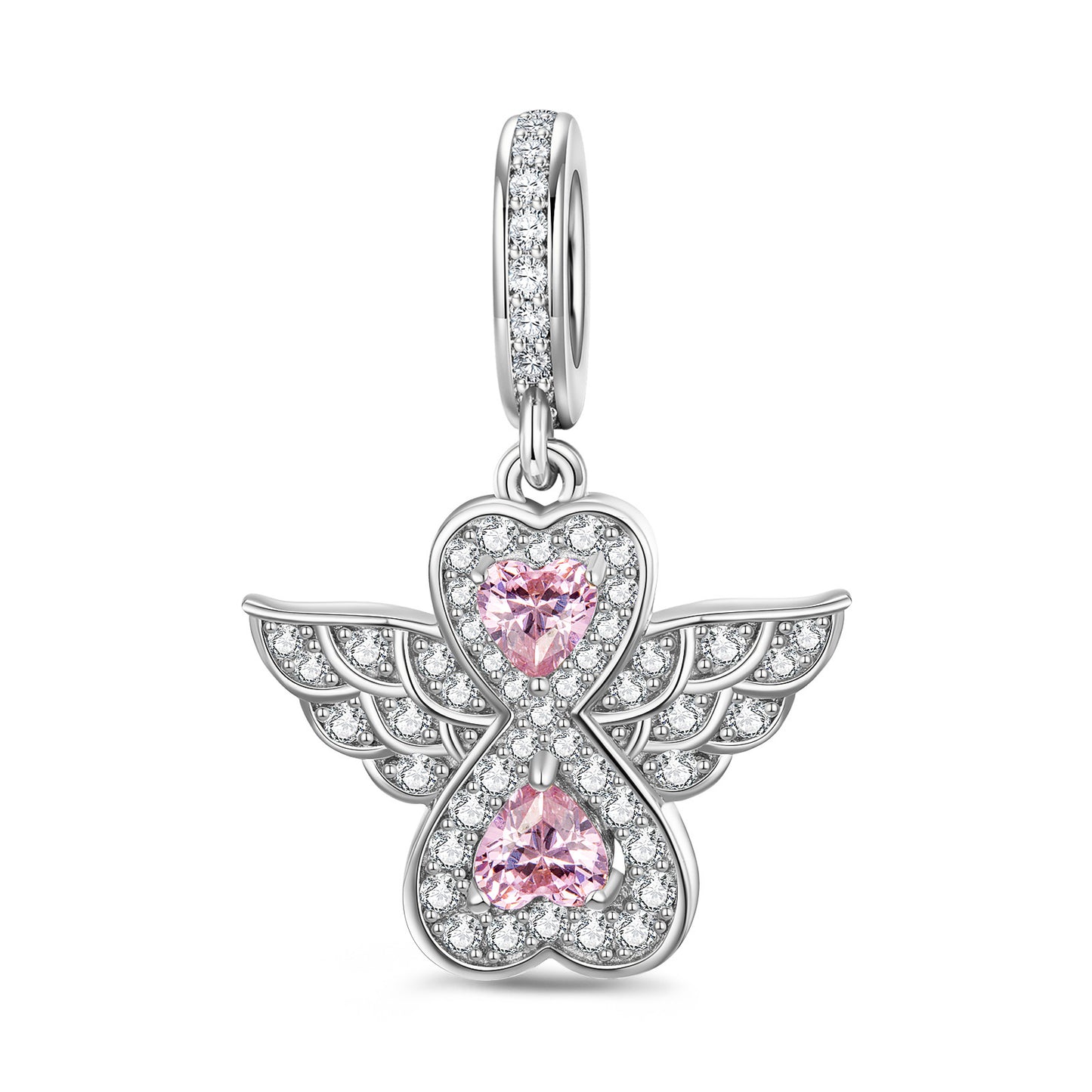 Radiant Angel Tarnish-resistant Silver Dangle Charms In White Gold Plated