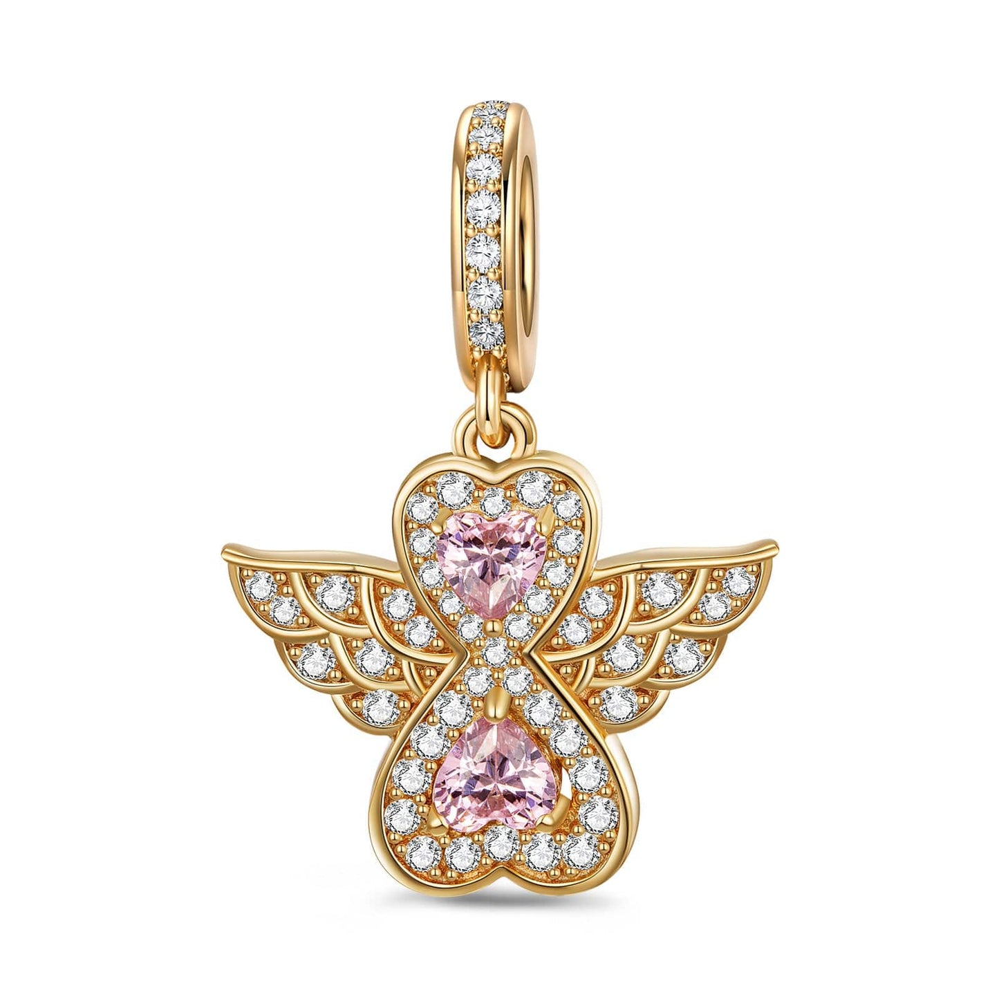 Radiant Angel Tarnish-resistant Silver Dangle Charms In 14K Gold Plated