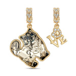 Persian Cat Grace Tarnish-resistant Silver Dangle Charms with Crystal from Swarovski In 14K Gold Plated