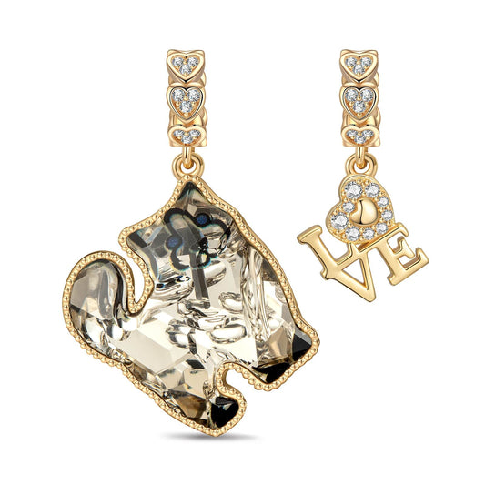 gon- Persian Cat Grace Tarnish-resistant Silver Dangle Charms with Crystal from Swarovski In 14K Gold Plated