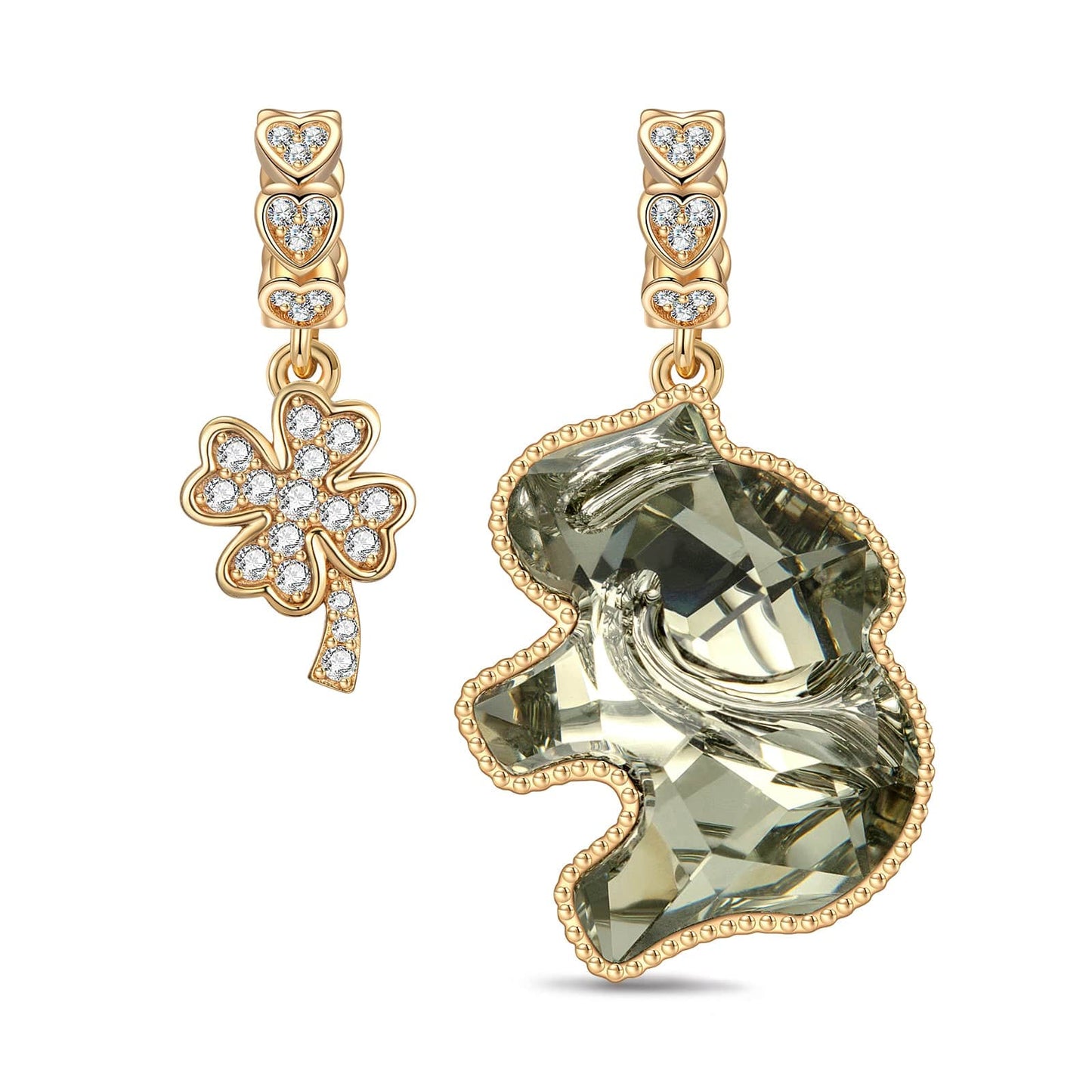 Elephant Wisdom Tarnish-resistant Silver Dangle Charms with Crystal from Swarovski In 14K Gold Plated