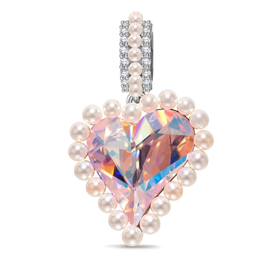 gona- Love's Pearl Tarnish-resistant Silver Dangle Charms In White Gold Plated