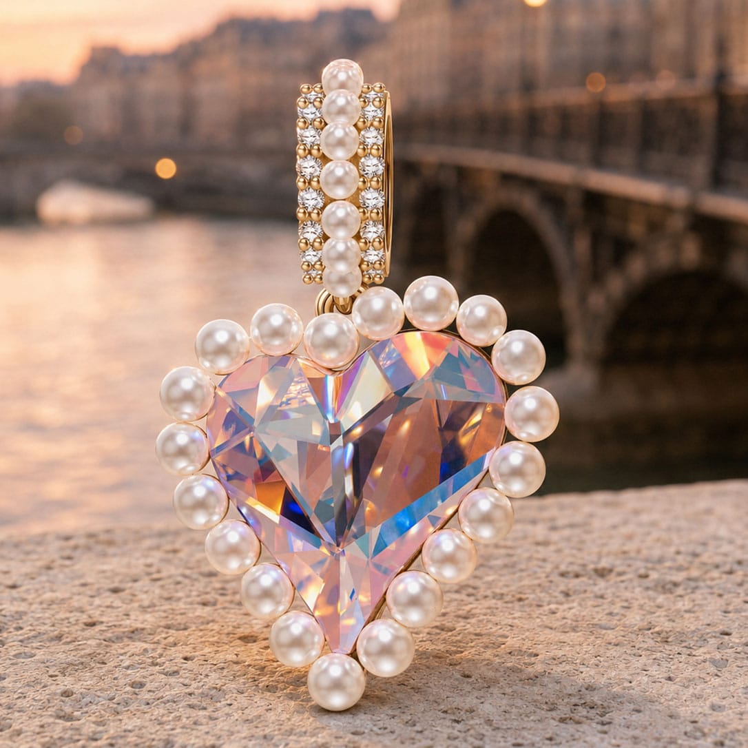 Love's Pearl Tarnish-resistant Silver Dangle Charms In 14K Gold Plated- Created With SWAROVSKI? Crystals