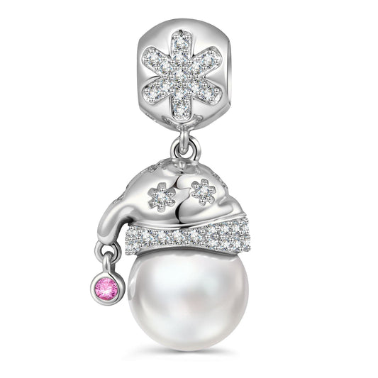 gona- Pearl Santa Sparkle Tarnish-resistant Silver Dangle Charms In White Gold Plated -Created With SWAROVSKI® Pearls