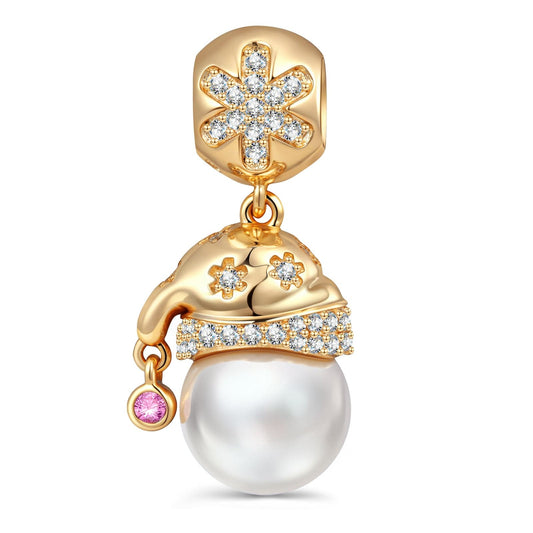 gona- Pearl Santa Sparkle Tarnish-resistant Silver Dangle Charms In 14K Gold Plated -Created With SWAROVSKI® Pearls