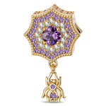 Purple Web Crawler Tarnish-resistant Silver Dangle Charms In 14K Gold Plated