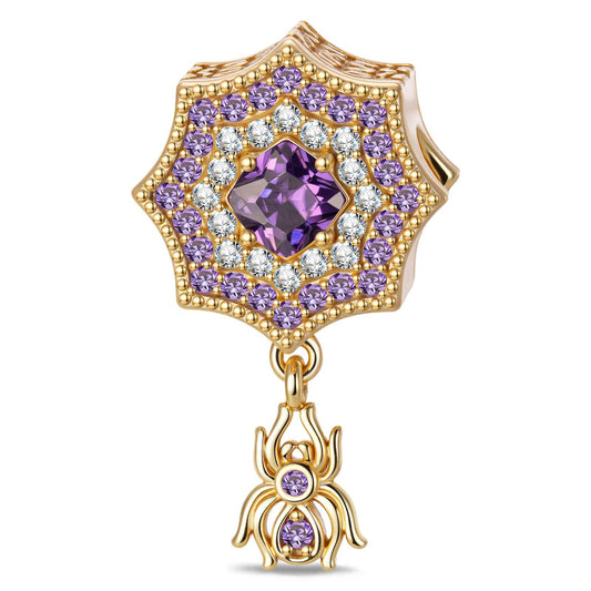 gona- Purple Web Crawler Tarnish-resistant Silver Dangle Charms In 14K Gold Plated