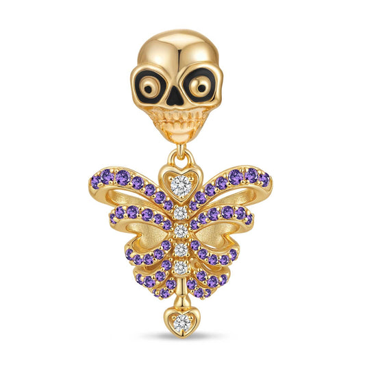 gona- Bone Heart Tarnish-resistant Silver Dangle Charms With Enamel In 14K Gold Plated