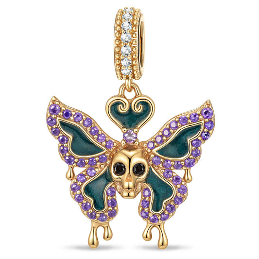 gona- Macabre Monarch Tarnish-resistant Silver Dangle Charms With Enamel In 14K Gold Plated