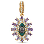 Enchanted Eye Tarnish-resistant Silver Dangle Charms With Enamel In 14K Gold Plated