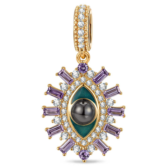 gona- Enchanted Eye Tarnish-resistant Silver Dangle Charms With Enamel In 14K Gold Plated