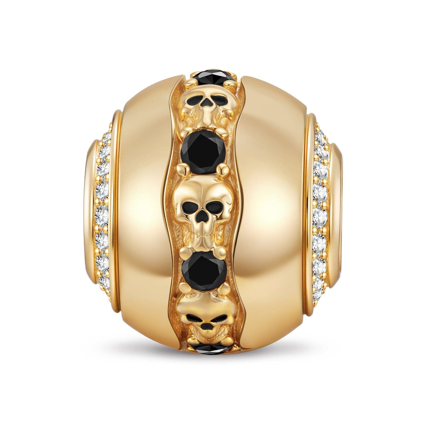 Skull's Bite Tarnish-resistant Silver Charms In 14K Gold Plated