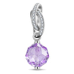 February Birthstone Tarnish-resistant Silver Dangle Charms In White Gold Plated -  Handcrafted with Swarovski® Crystals