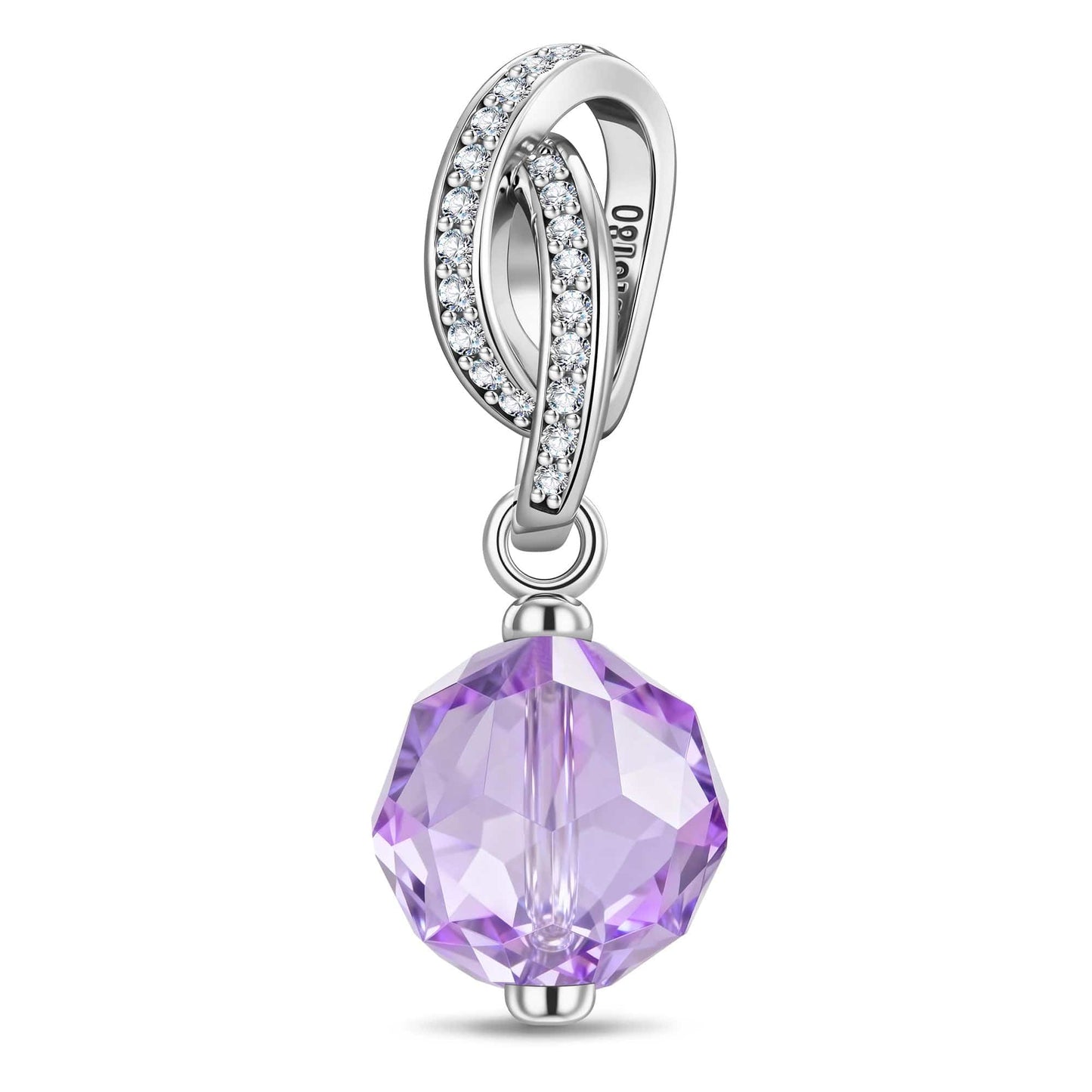 February Birthstone Tarnish-resistant Silver Dangle Charms In White Gold Plated -  Handcrafted with Swarovski® Crystals